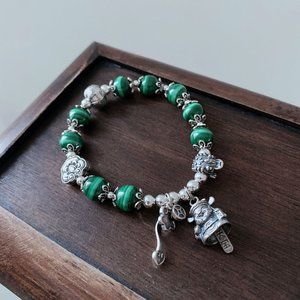 925 Silver Caiyuan Guangjin Malachite Bracelet